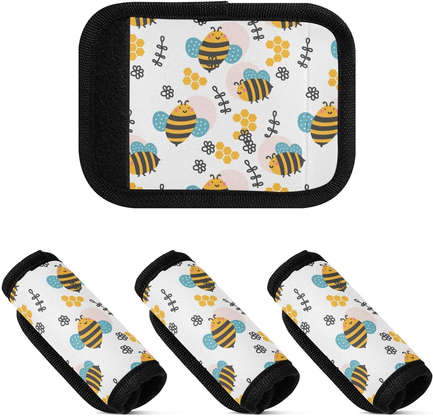 2 PC Luggage Handle Wrap Luggage Handle Covers Tags for Suitcase Bags Travel Luggage Handle Identifier Gripper Cute Bees