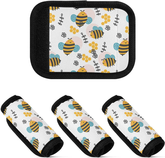 4 PC Luggage Handle Wrap Luggage Handle Covers Tags for Suitcase Bags Travel Luggage Handle Identifier Gripper Cute Bees