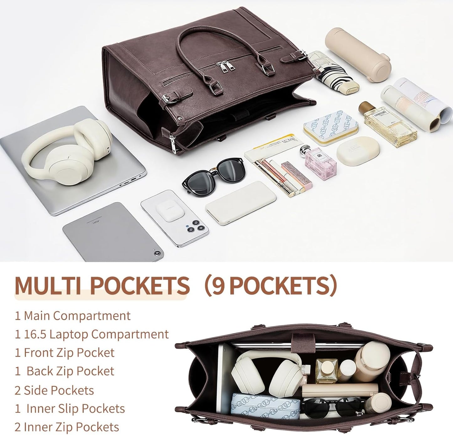 Laptop Tote Bag for Women Briefcase Laptop Purse, 15.6 inch Computer Work Bags with Satchel Purse