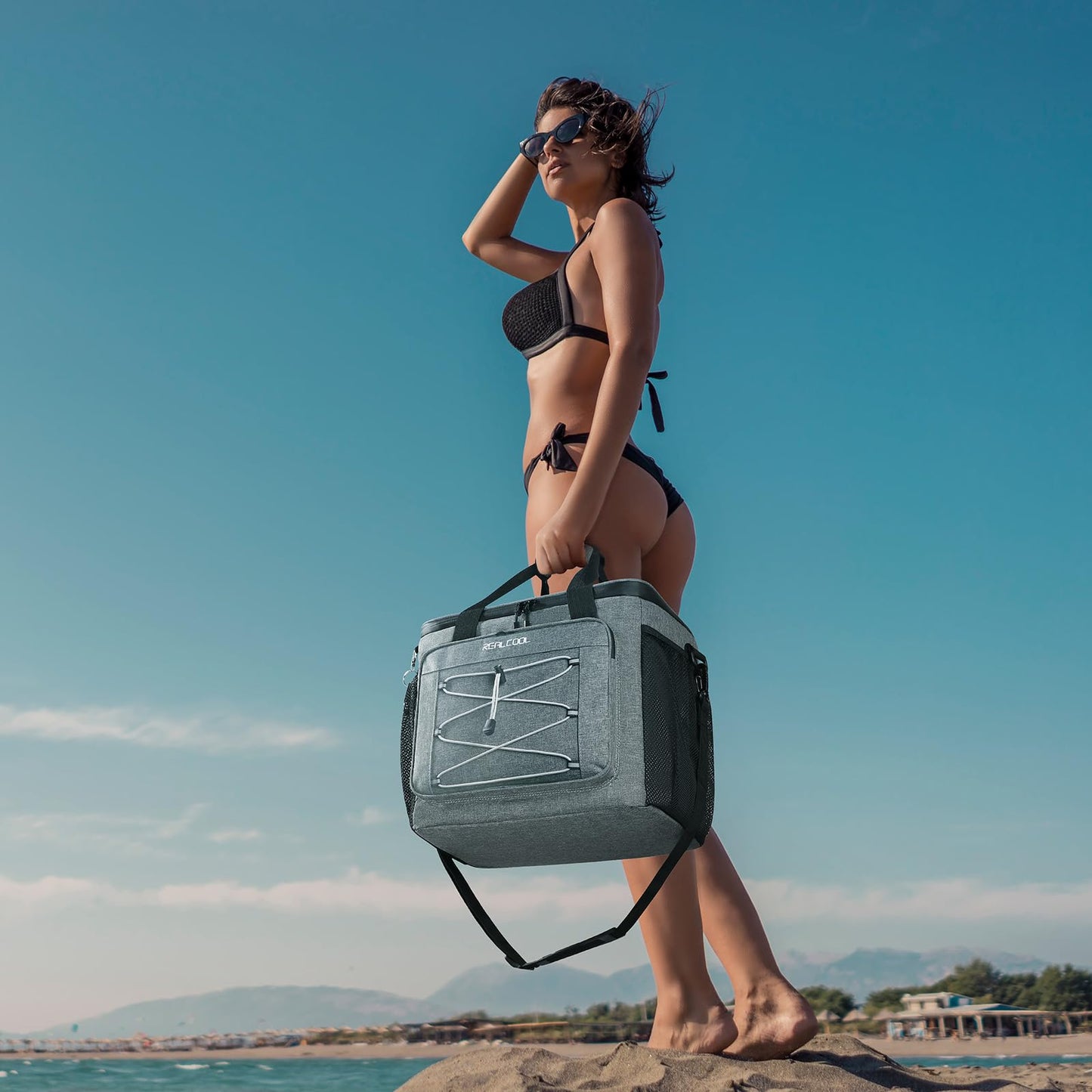 RealCool 35 Can Collapsible Soft Cooler, Leakproof Insulated Ice Chest Bag