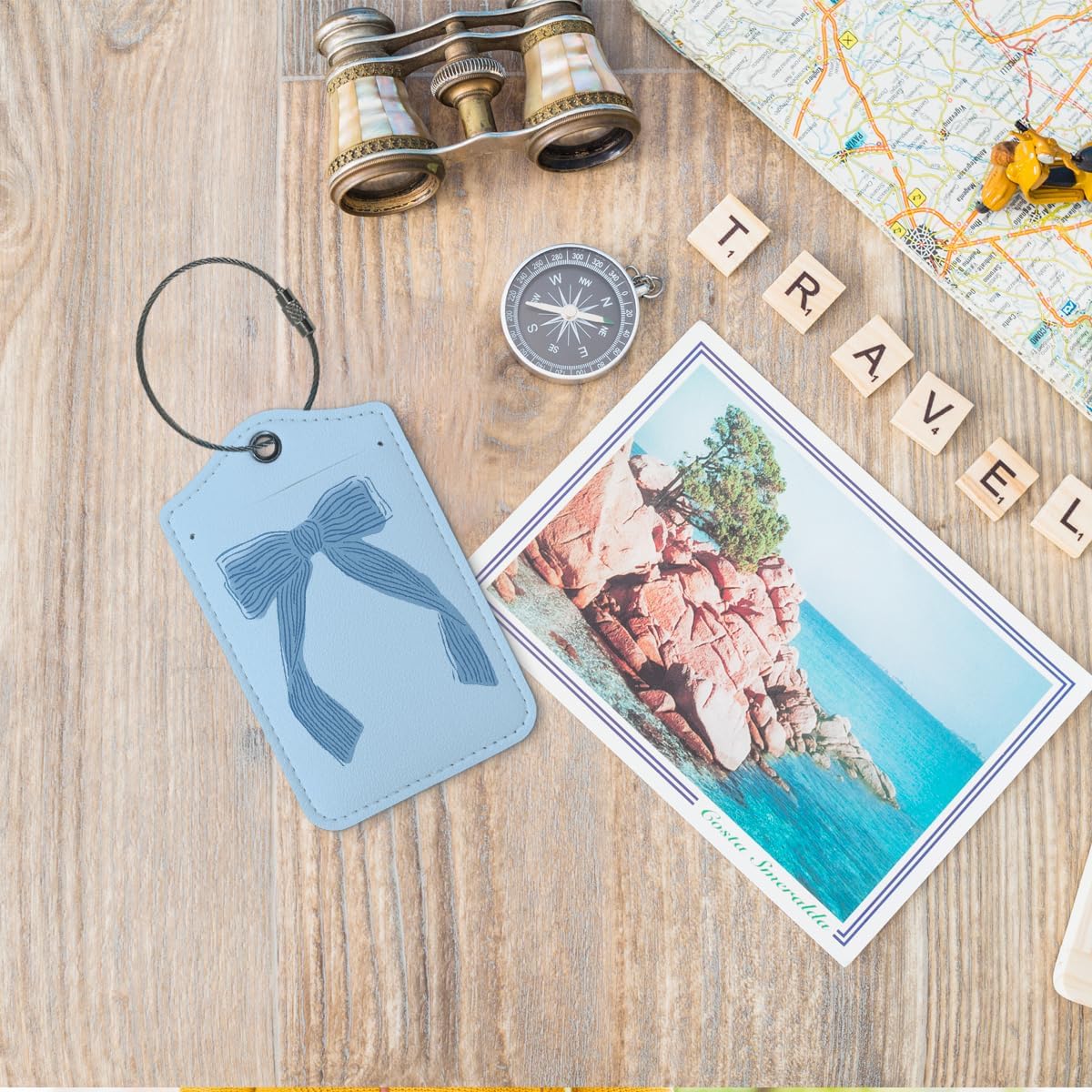 Coquette Navy Blue Bow Luggage Tags for Suitcases, Navy Blue Bow Cute Bag Travel Tags for Luggage for Women, Trendy 2 Pack Luggage Tag for Travel,Teen Girls Gifts Suitcase Tags