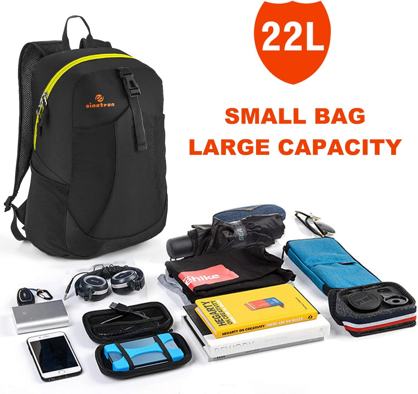 sinotron 22L Lightweight Packable Hiking Backpack, Small Hiking Backpack Day Pack for Women Men