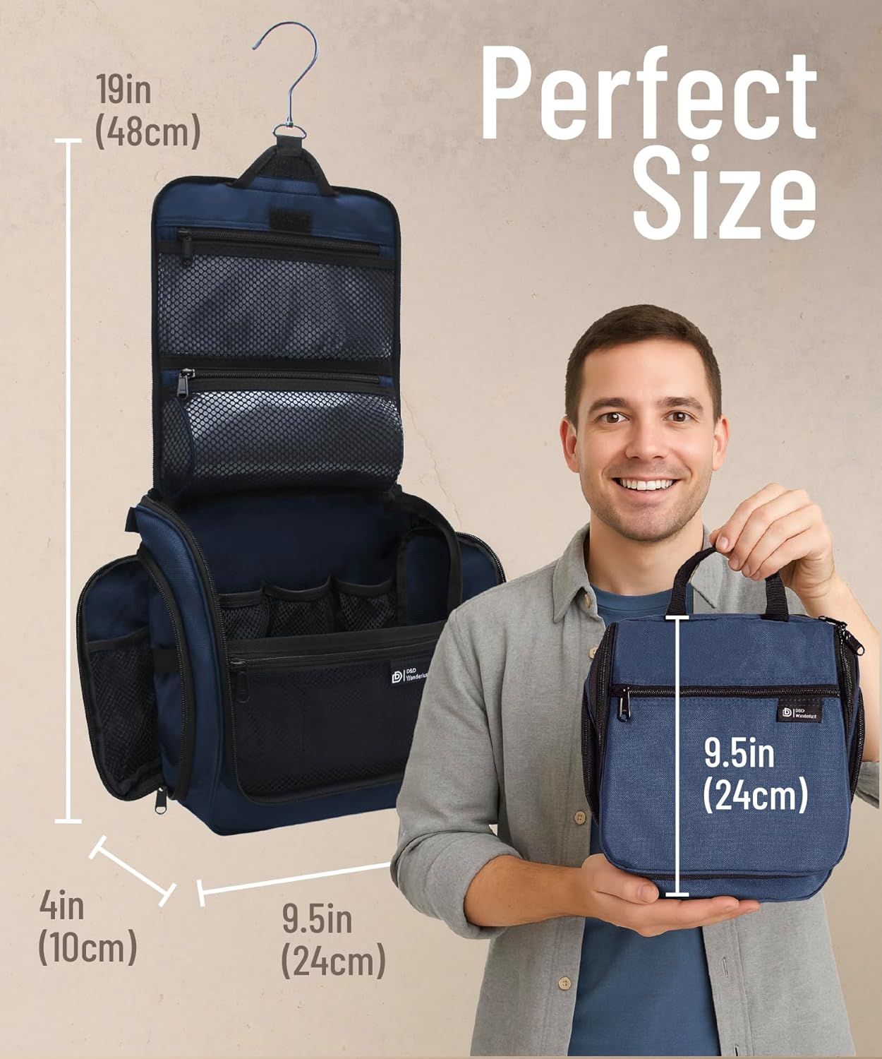 DD D&D Wanderlust D&D Hanging Travel Toiletry Bag for Men and Women – Cosmetics, Makeup and Toiletries Organizer Kit with 10 Compartments