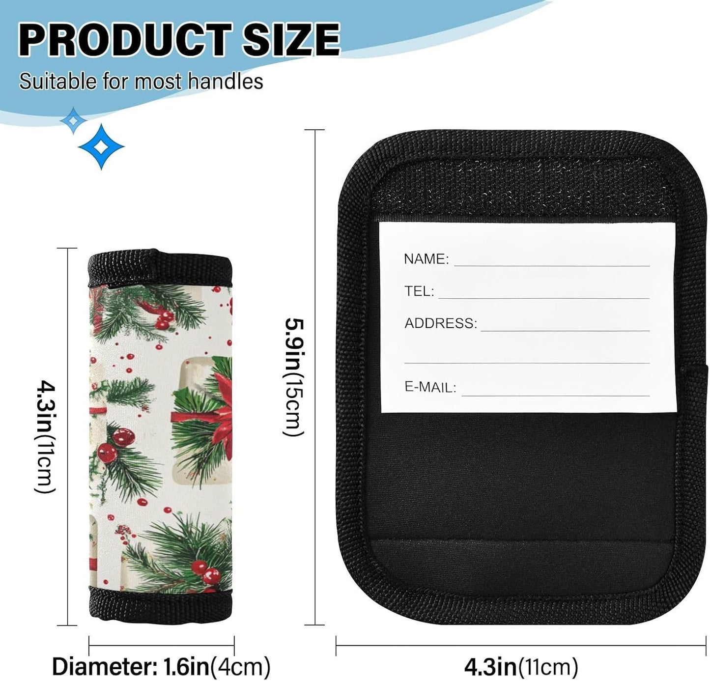 4 Pack Luggage Handle Wraps Covers for Suitcase Identifiers Bag Tags Travel Accessories