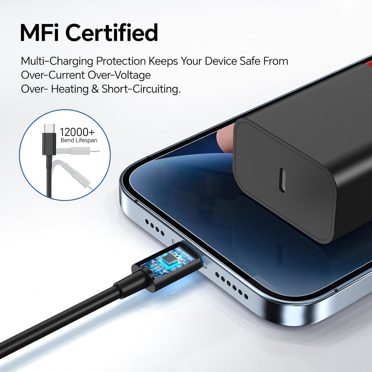 Compatible with iPhone16/15 Charger Fast Charging, 3 Pack 20W USB C Colorful Charger Block with 10 FT USB-C to C Cable for Phone16 15 Pro/Plus/Pro Max,Pad Pro 12.9/11 inch,Pad Air 5th-Pink/Red/Black