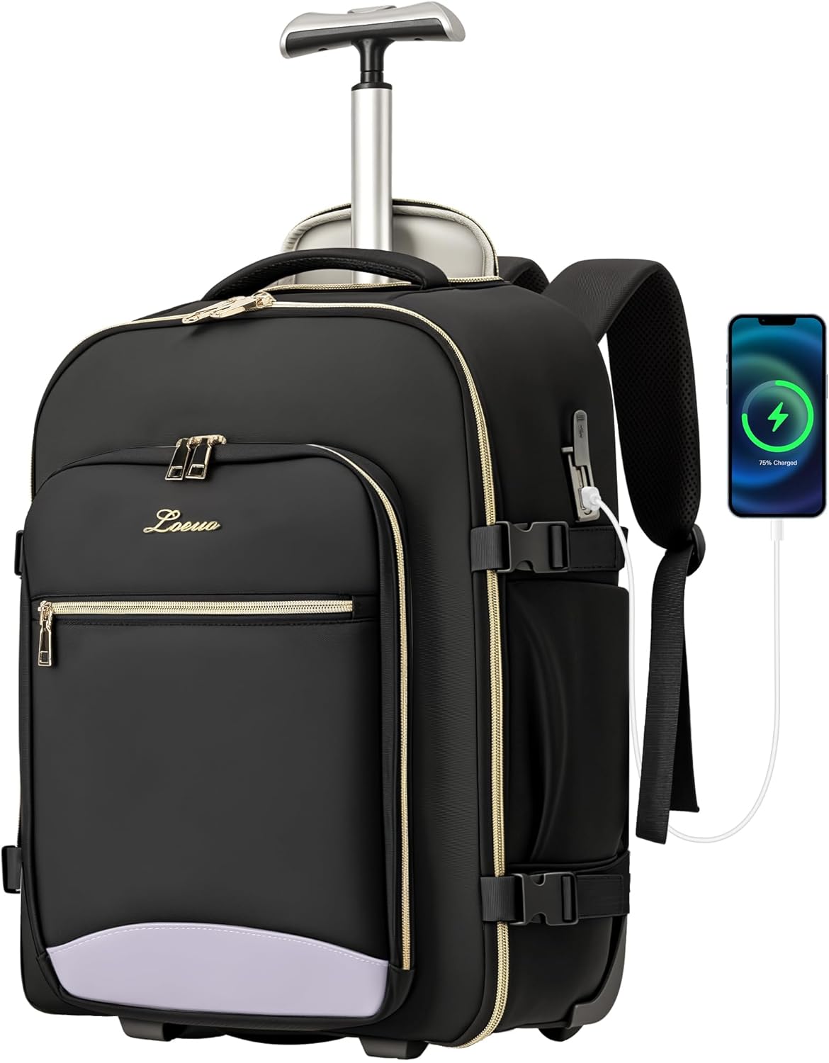 Carry On Backpack with Wheels for Adults, Airline Approved Rolling Backpack for Women, Foldable Bottom Travel Laptop Backpack