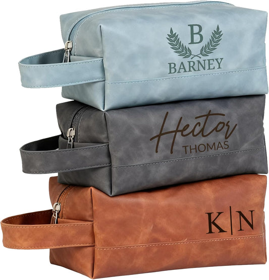 xrlsg Personalized Toiletry Bag for Men Custom Engraved Leather Toiletry Travel Bag Groomsmen Gifts