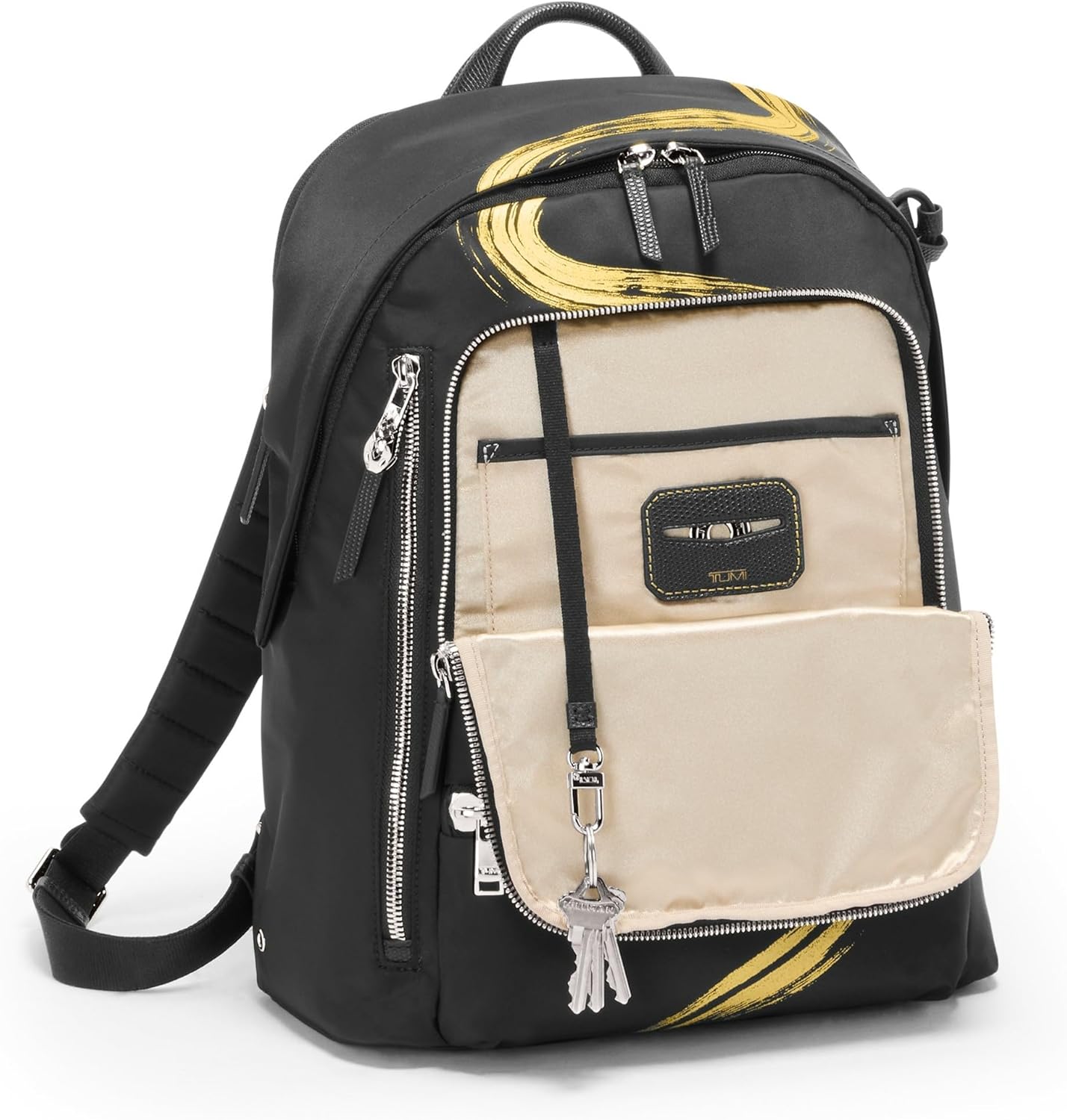 TUMI - Voyageur Halsey Backpack - Women's Lightweight Everyday and Travel Bag - 14.5" X 11.5" X 5.5" - Holds Up to 14" Screen - Gold Brush Stroke