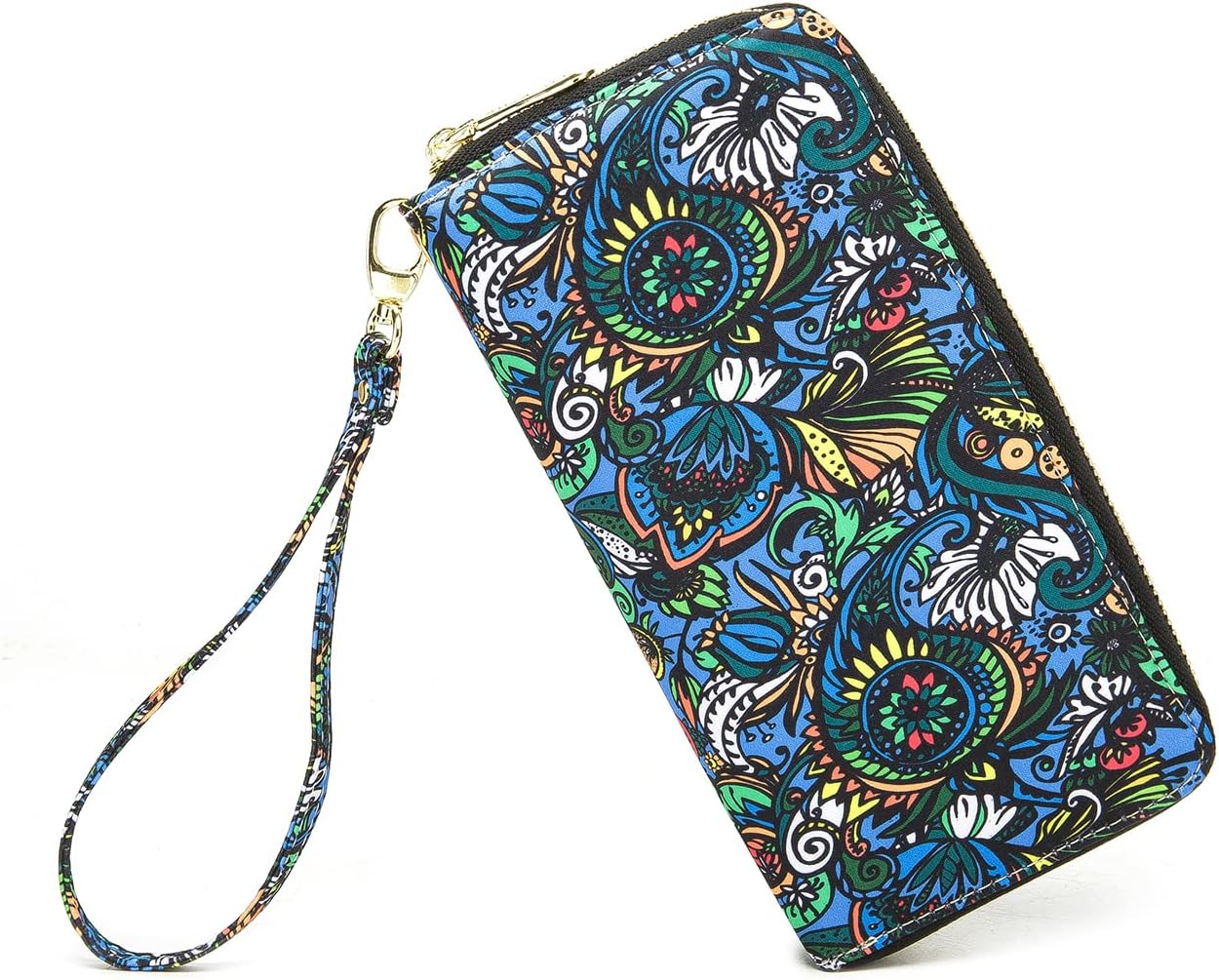 Women Wallet Card RFID For Womens Holder Blocking Credit Small Zipper Purse Pocket Bifold Slim Coin ID Ladies Wristlet Clutch Large Capacity Window Case Travel Zip Women's