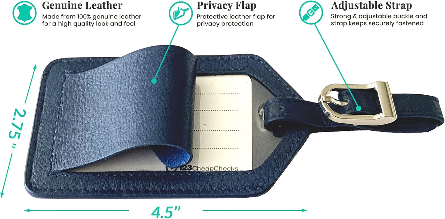 Personalized Monogrammed Navy Leather RFID Passport Wallet and Luggage Tag