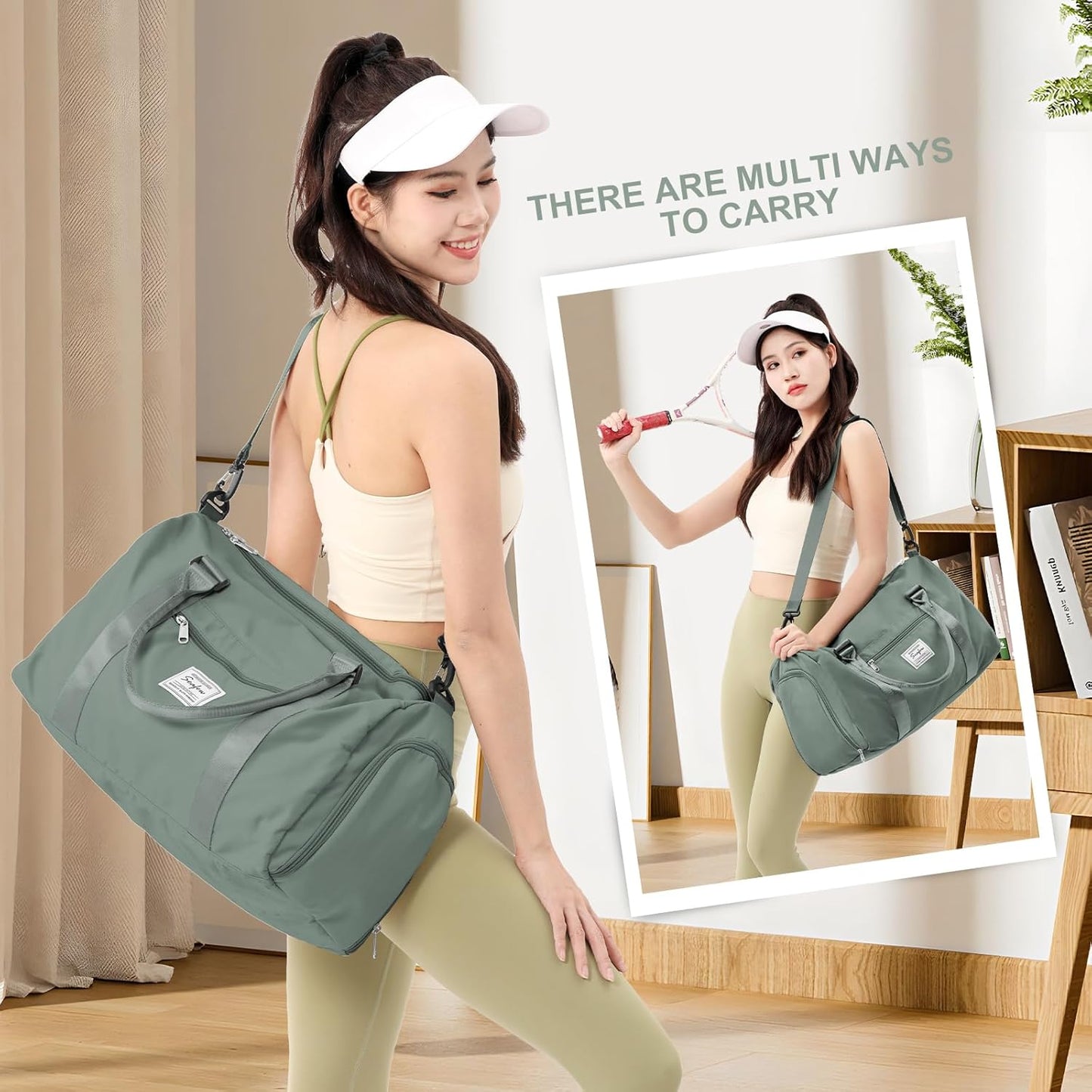 Gym Bagsfor Women with Shoes Compartment,Small Duffel BagsSport Bags with Toiletry Bags Overnight