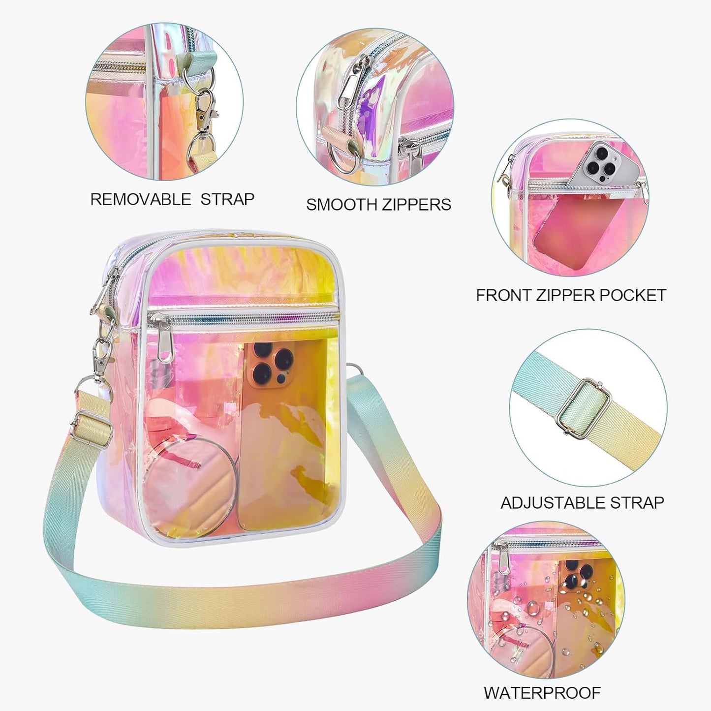 USPECLARE Clear Purse Stadium Transparent Messenger Bag Stadium Approved for Men and Women Clear CrossBody Bag