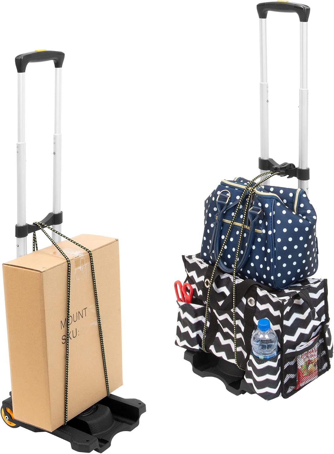Mount-It! Luggage Cart with Wheels Foldable | Strong, Compact Luggage Cart Holds 77 Pounds - Carry Boxes, Backpacks and Luggage Smoothly with Our Folding Luggage Cart