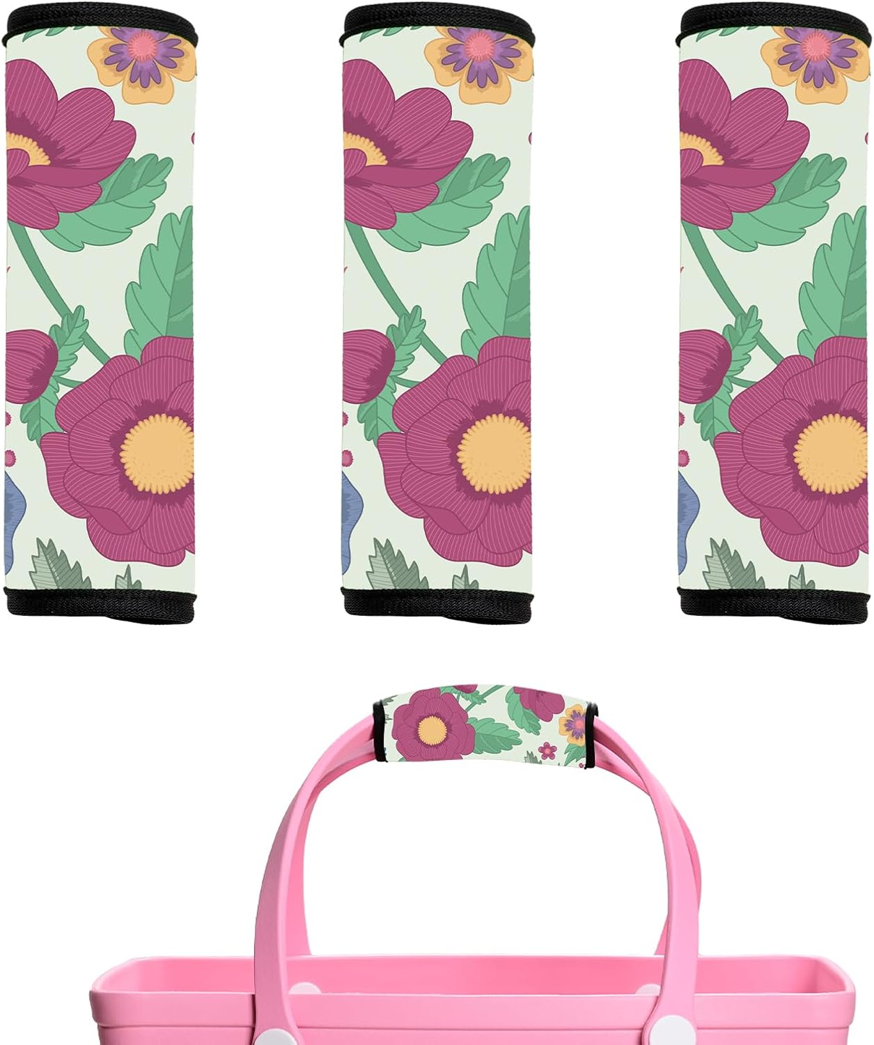 Luggage Handle Wrap 3Pcs Suitcase Identifier - Flower Bag Strap Wrap Cover for Bogg, Easy