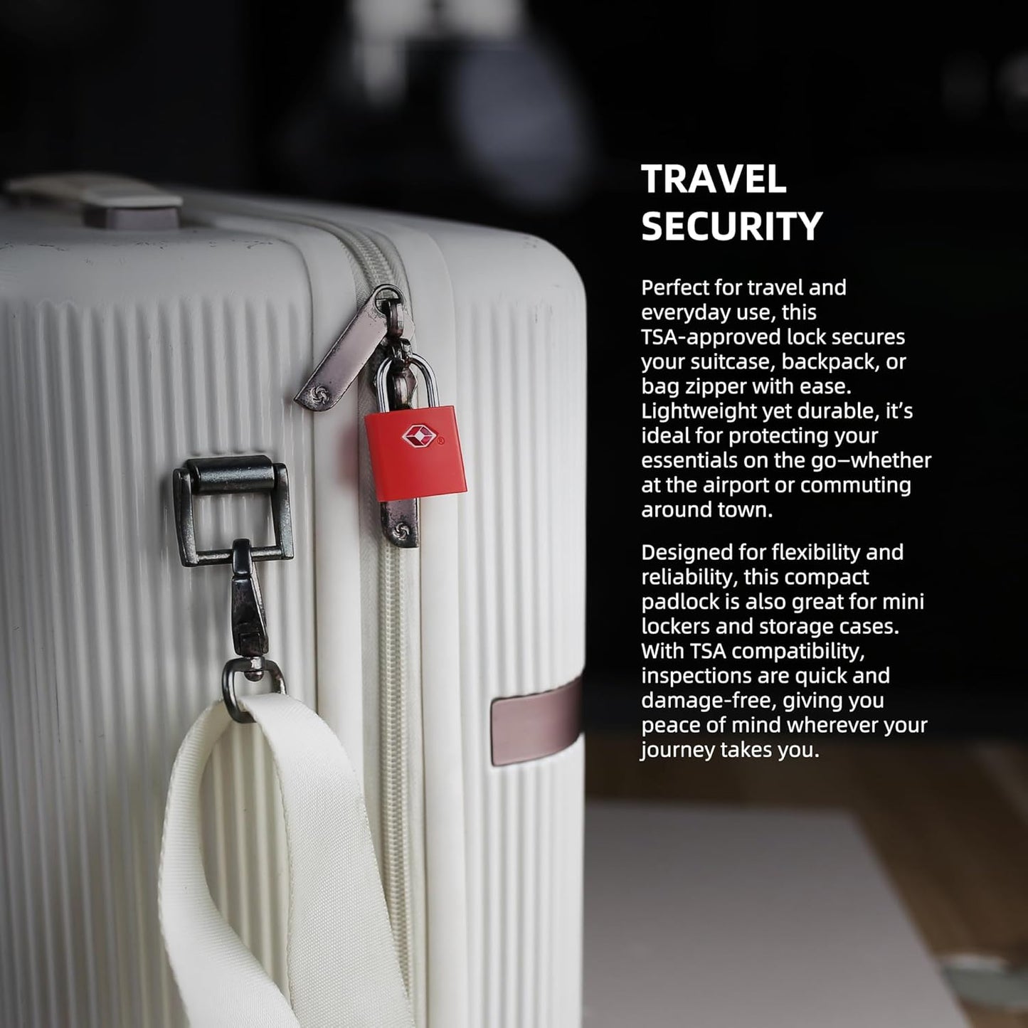 TSA Locks for Luggage with Key, Travel Luggage Locks TSA Approved 4 Pack, Small Padlock with Key, Same Keyed Mini Padlock for Suitcase, Backpack, Bag, Purse, Tent, Zipper, Tool Box (Red)