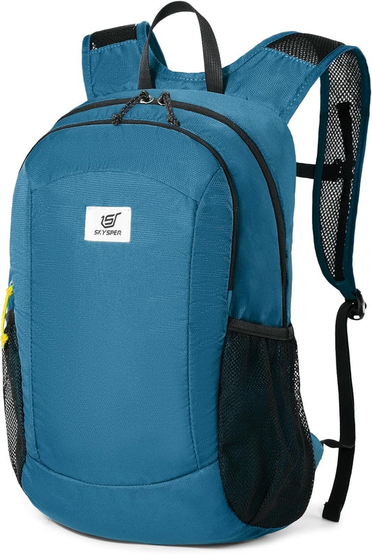SKYSPER 16L Hiking Backpack Lightweight Small for Women Men, Foldable Packable Daypack - Travel Camping Backpack, Outdoor Hiking Bag (Blue)