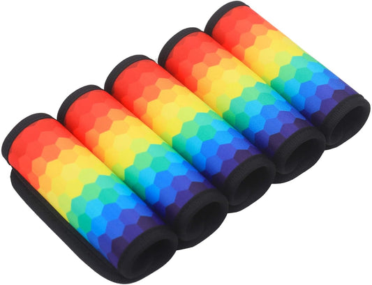 Luggage Handle Wrap for Suitcase-Printed Bright Neoprene Luggage Tags/Grips/Identifiers/Markers/Covers/Gripper for Suitcases Carry On Bags 5 Packs (Rainbow-5 Packs)