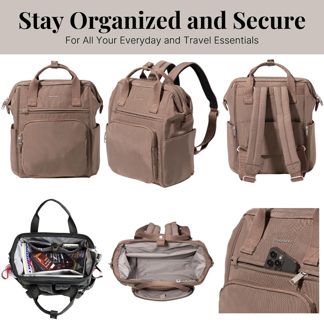 Baggallini Securtex Anti-Theft Windsor Backpack for Travel, Work & College, RFID & Locking Zipper