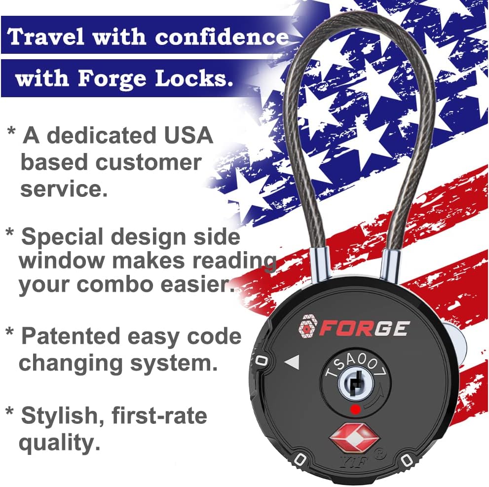 Forge Quality TSA Approved Luggage Locks for Travel Accessories, Suitcase, Pelican case, Ammo