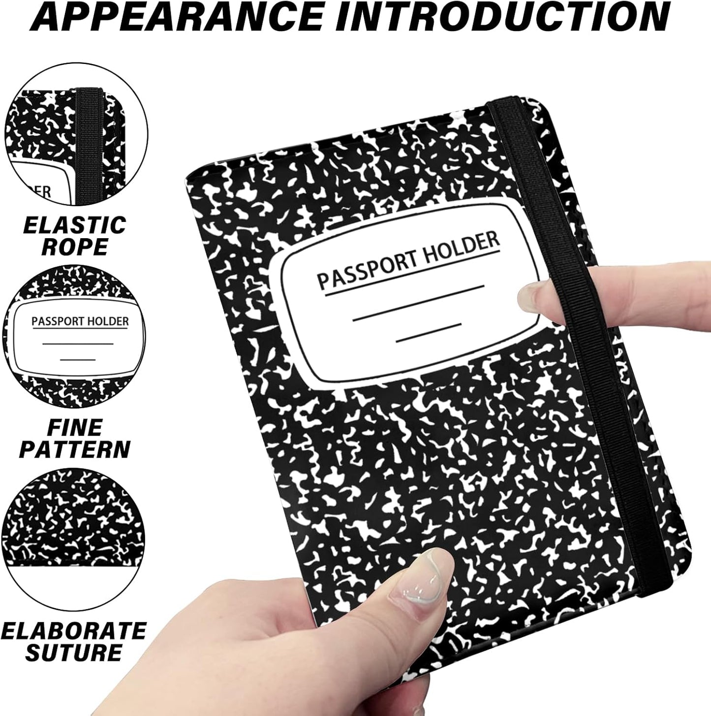 Cute Passport Holder and Holder Combo Passport Cover with Compatible Wallet Credit Card Protector RFID Blocking Women Men (Black)