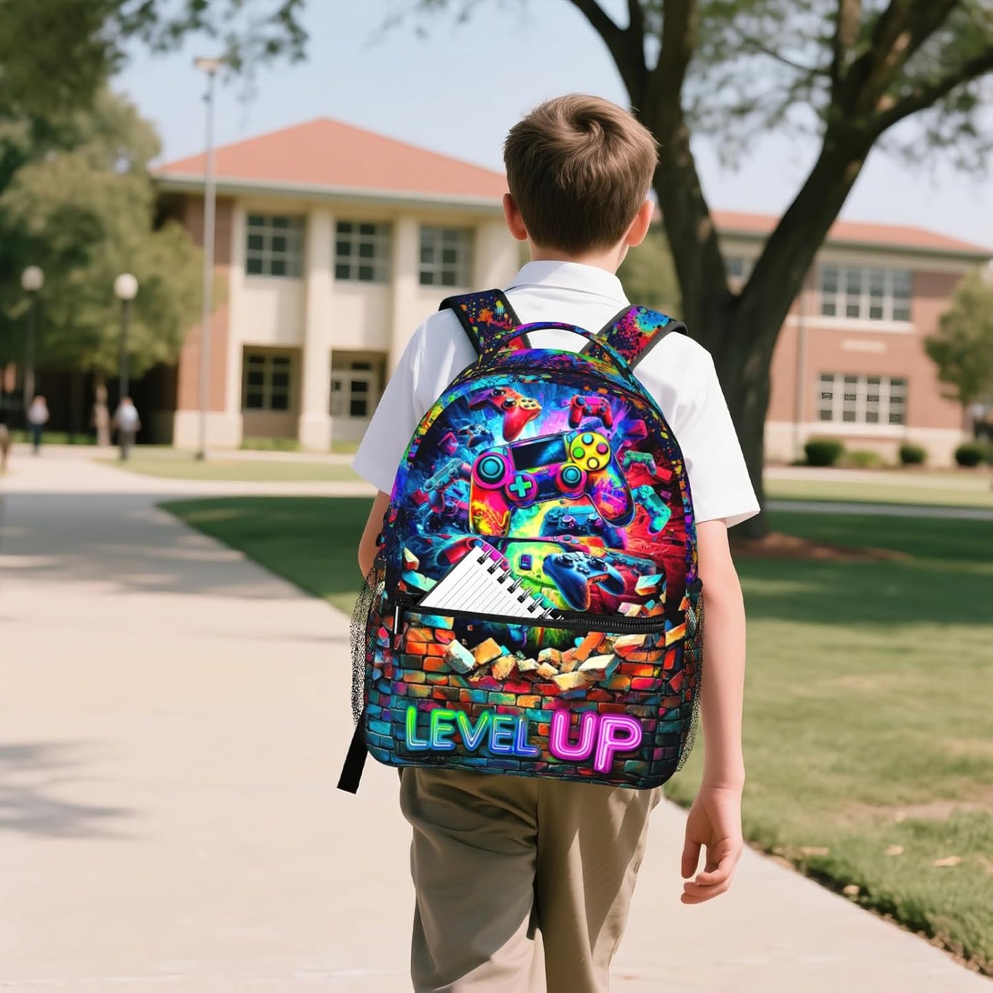 Game Backpack for Boys School Boys Backpack for Kids Children Teens Elementary Middle School Students Kids' Backpacks Ages 6-18 Video Game Bookbag Travel Back Pack