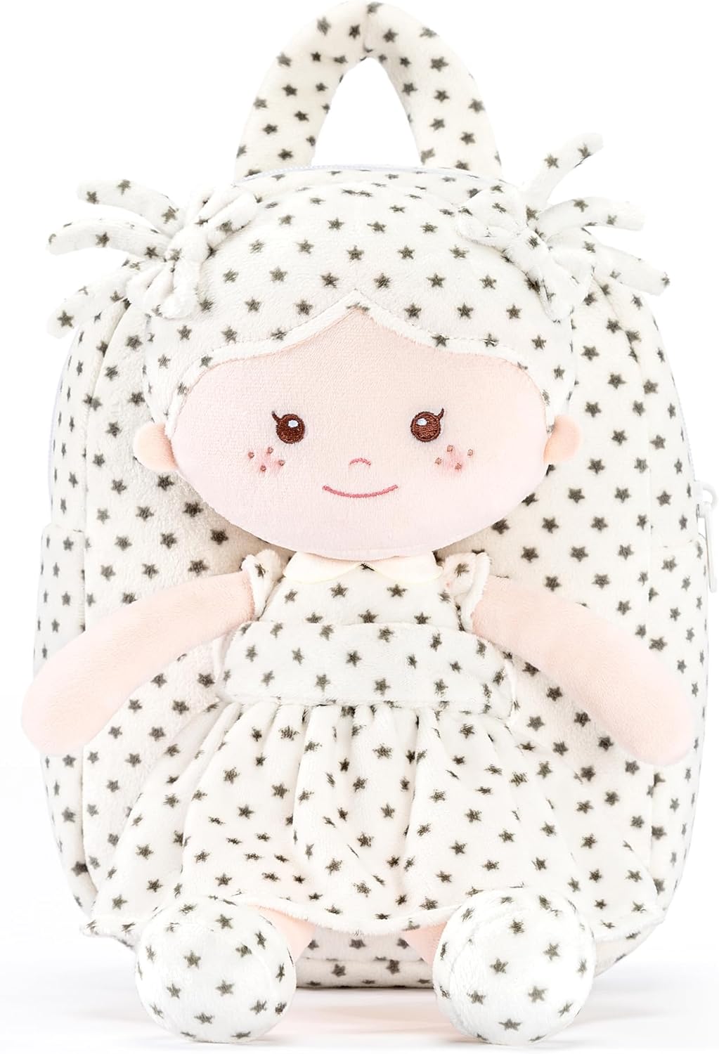 Onetoo Toddler Backpack for Girls 9” – Soft Plush Baby Doll Backpack, Cute Star Dress Stuffed Toy Bag, Perfect Birthday Christmas Gift for Kids, Preschool, Travel & Back to School