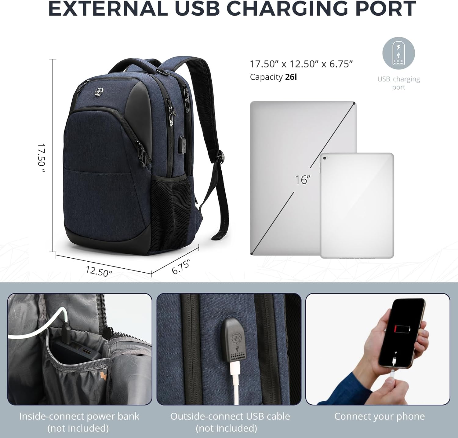Swissdigital Design Travel Laptop Backpack for Men and Women, Business Backpack with USB Charging