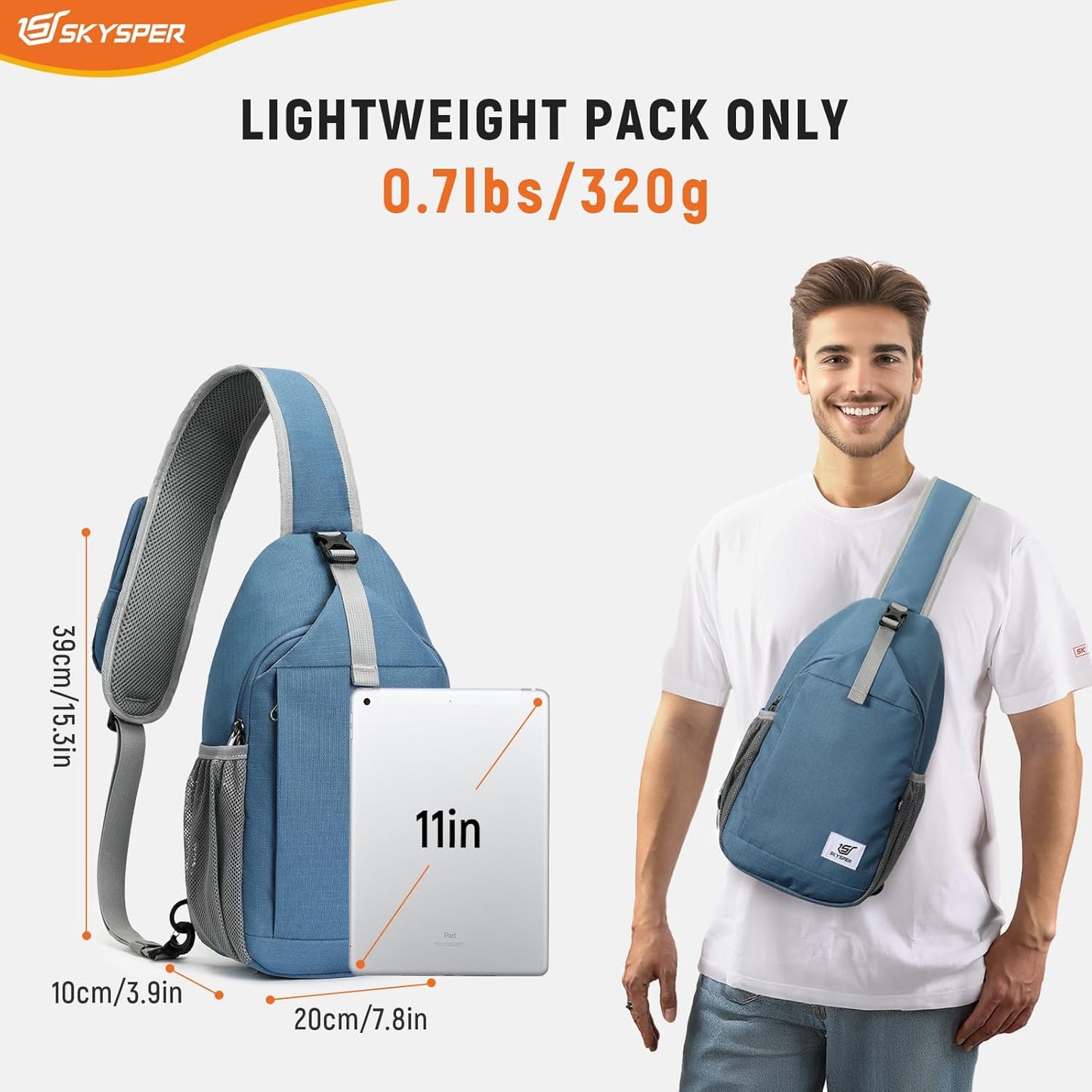 SKYSPER Sling Bag RFID Cross Body Bag Recycled Crossbody Backpack Travel Daypack
