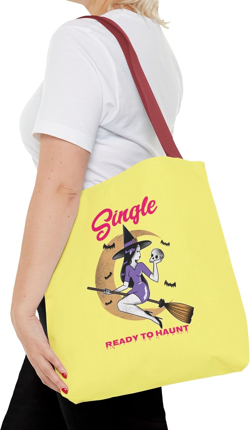 Single and Ready to Haunt Tote Bag, Halloween Tote for Singles, Witchy Accessories, Breakup Gift for Her, Fall Vibe Tote