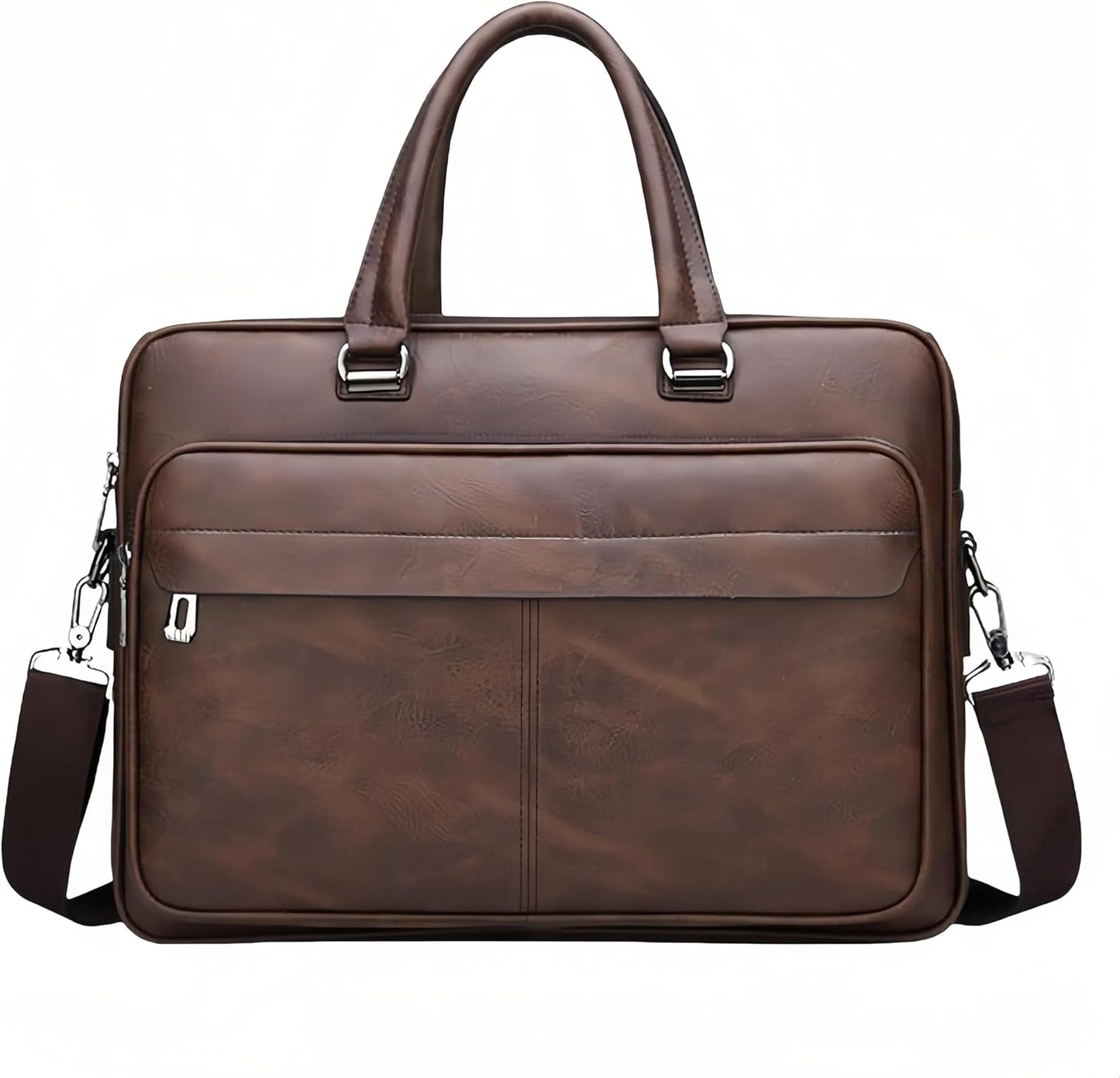 Vintage Leather Laptop Briefcase, 16 Inch Messenger Bag, Crossbody Shoulder Computer Satchel for Men Office Computer Bag