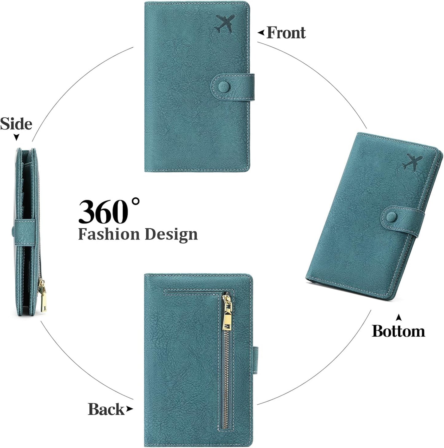 RFID Blocking Passport Wallet Cover Case Travel Document Organizer for Women and Men,Travel Wallet for Credit Card