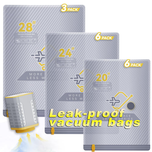 15-Pack Vacuum Bags for Travel with Wireless Rechargeable Pump | Carry-on Size Compression Packing