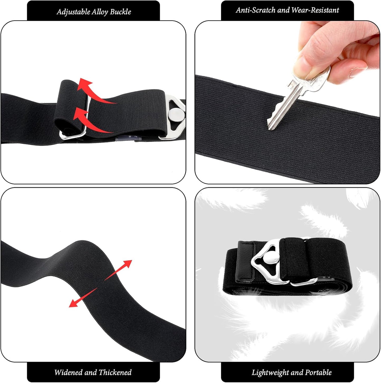 2-in-1 Luggage Straps for Suitcases for Add a Bag, Adjustable Travel Luggage Belt Strap with Alloy Buckle Elastic Belts for Carry On Bag