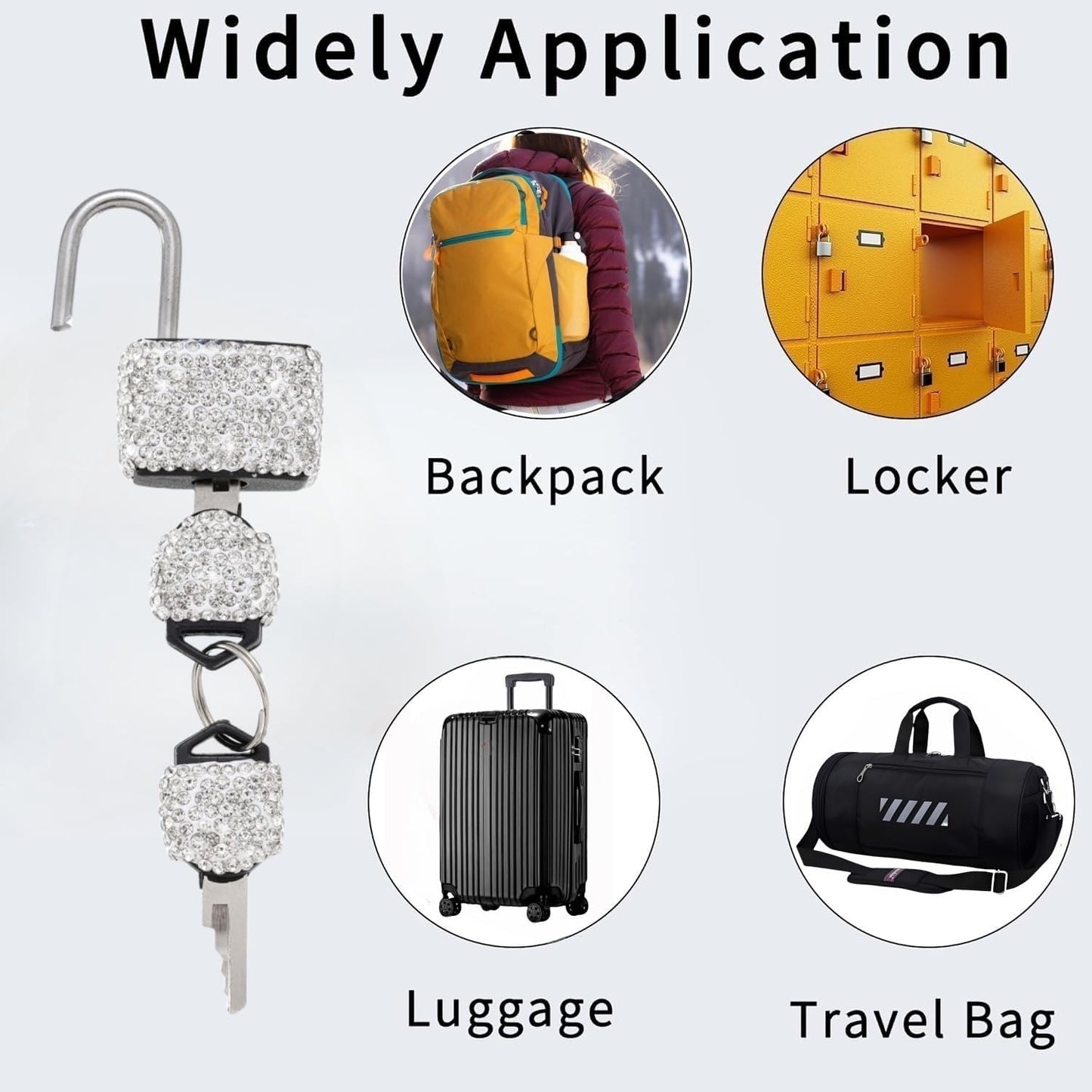 2 Pcs Small Locks with Keys Mini Luggage Locks Bling Padlock with Key Metal Lock for Locker Suitcase Bag(White+Black)