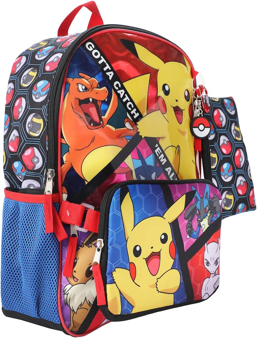 Bioworld Pokemon Trainer Gotta Catch 'Em All Youth 5-Piece Backpack Set