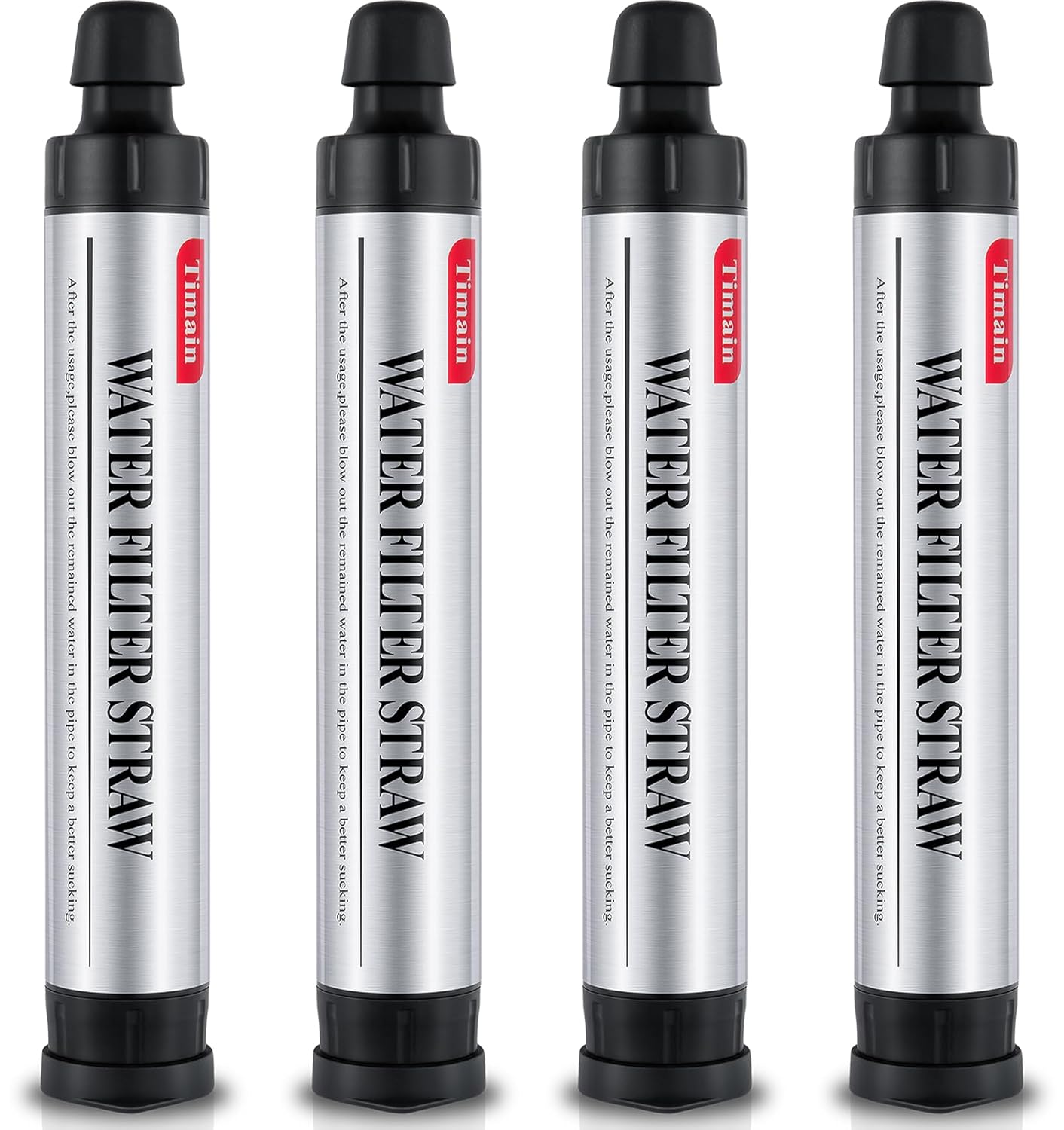 4 Pack Timain 4-Stage Filtration,High Flow Rate Water Filter Straws,Water Purifier Survival for