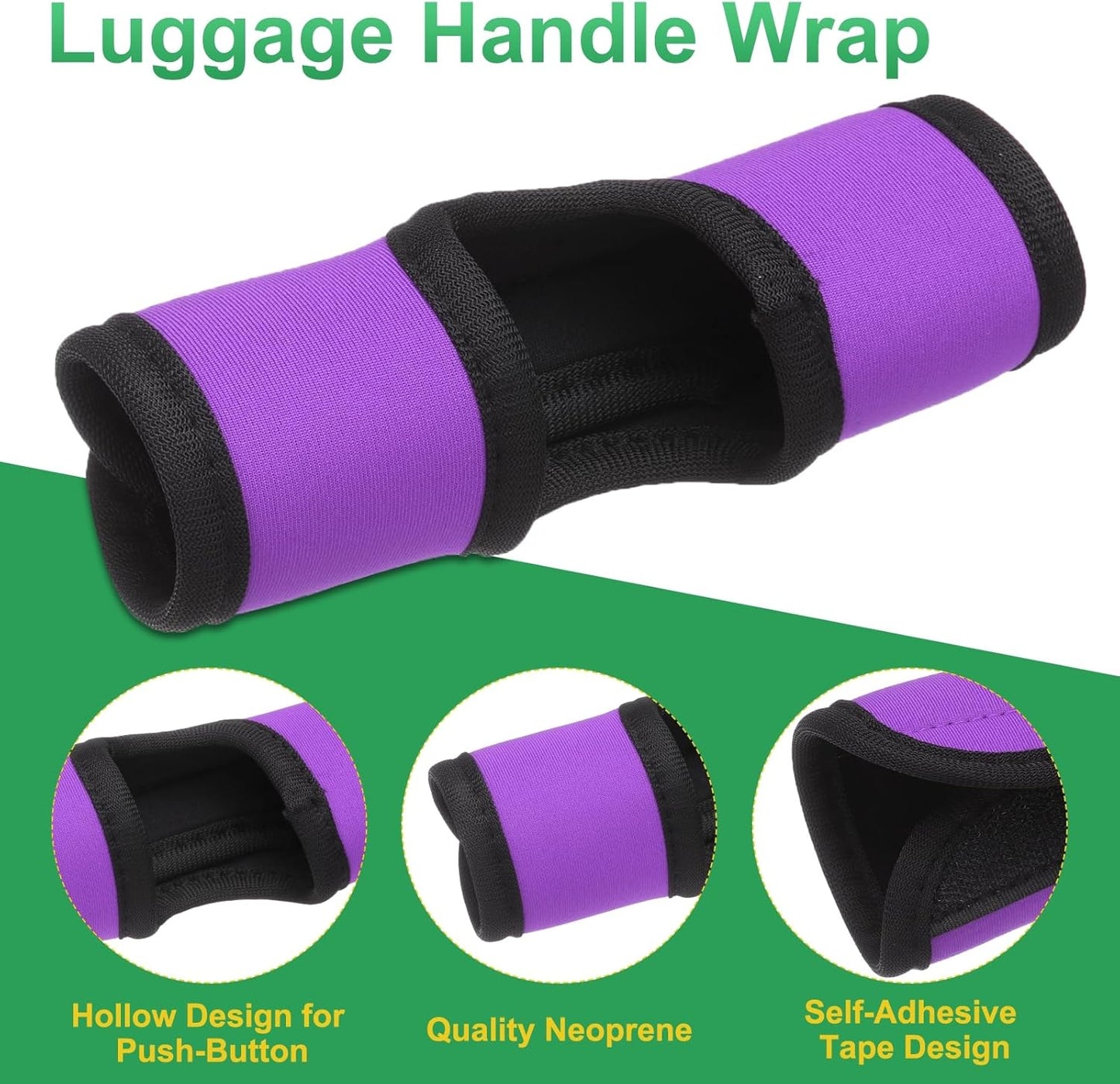 uxcell Luggage Handle Wrap, 2 Pcs Hollow Neoprene Handbag Grip Cover Protector Luggage Identifiers Suitcase Handle Wraps for Luggage Suitcase Travel Bags, Purple