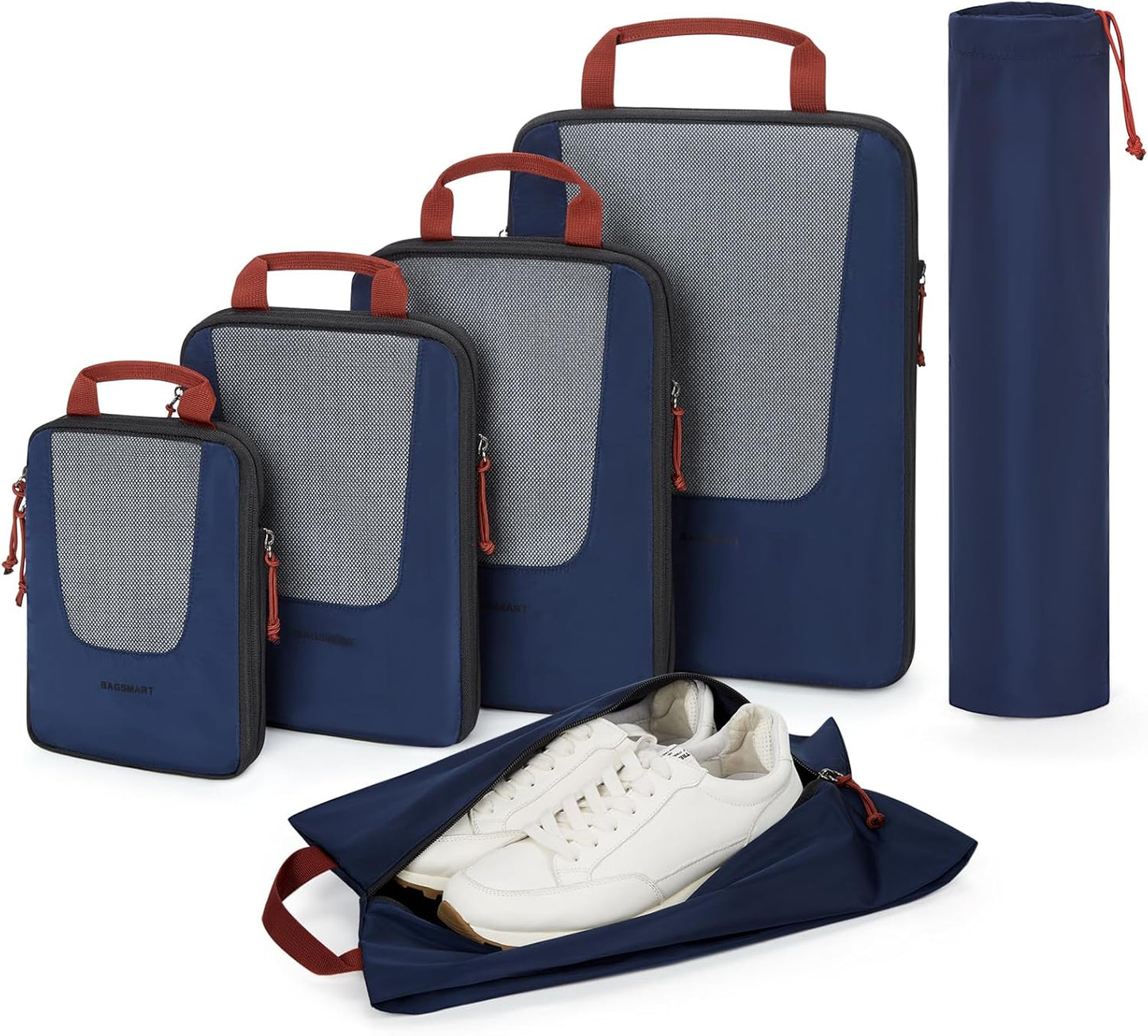 BAGSMART Compression Packing Cubes for Travel, 6 Set/5 Set/4 Set, Compression Suitcase Organizer Bags Set for Suitcases Travel Essentials, Lightweight Packing Organizers