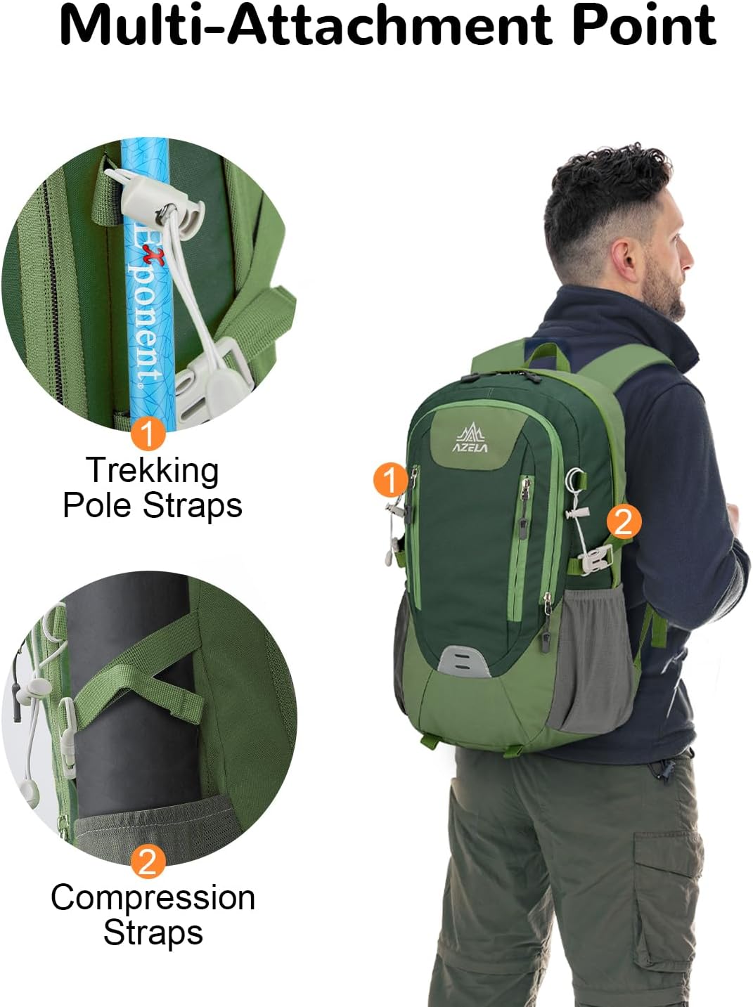 20L Small Reflective Hiking Backpack with Padded Straps for Men Women, Lightweight Travel Daypack, Green