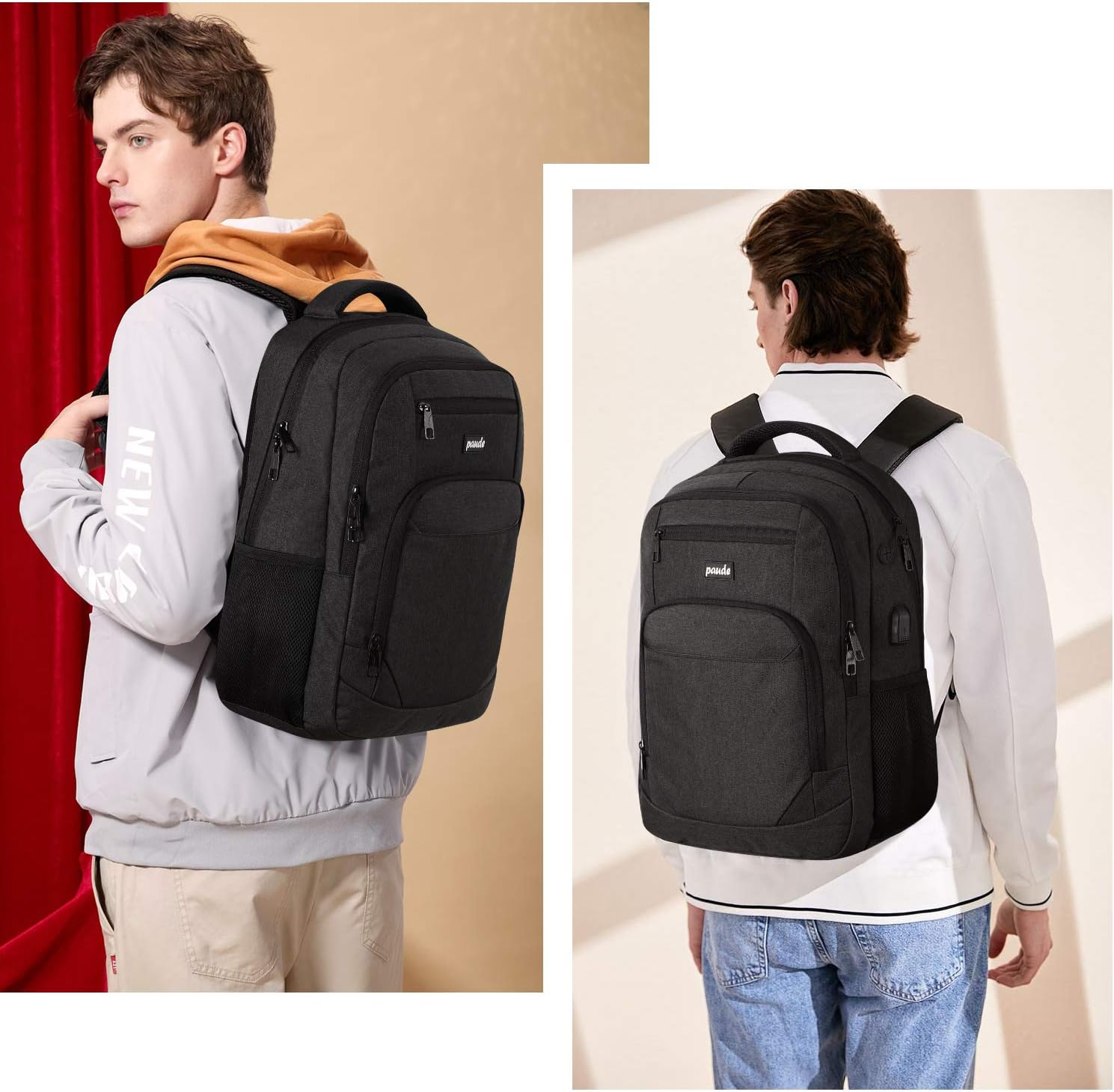 Paude Backpack for Men and Women,17.3 inch School Backpack for Teens,Travel Laptop Backpack with