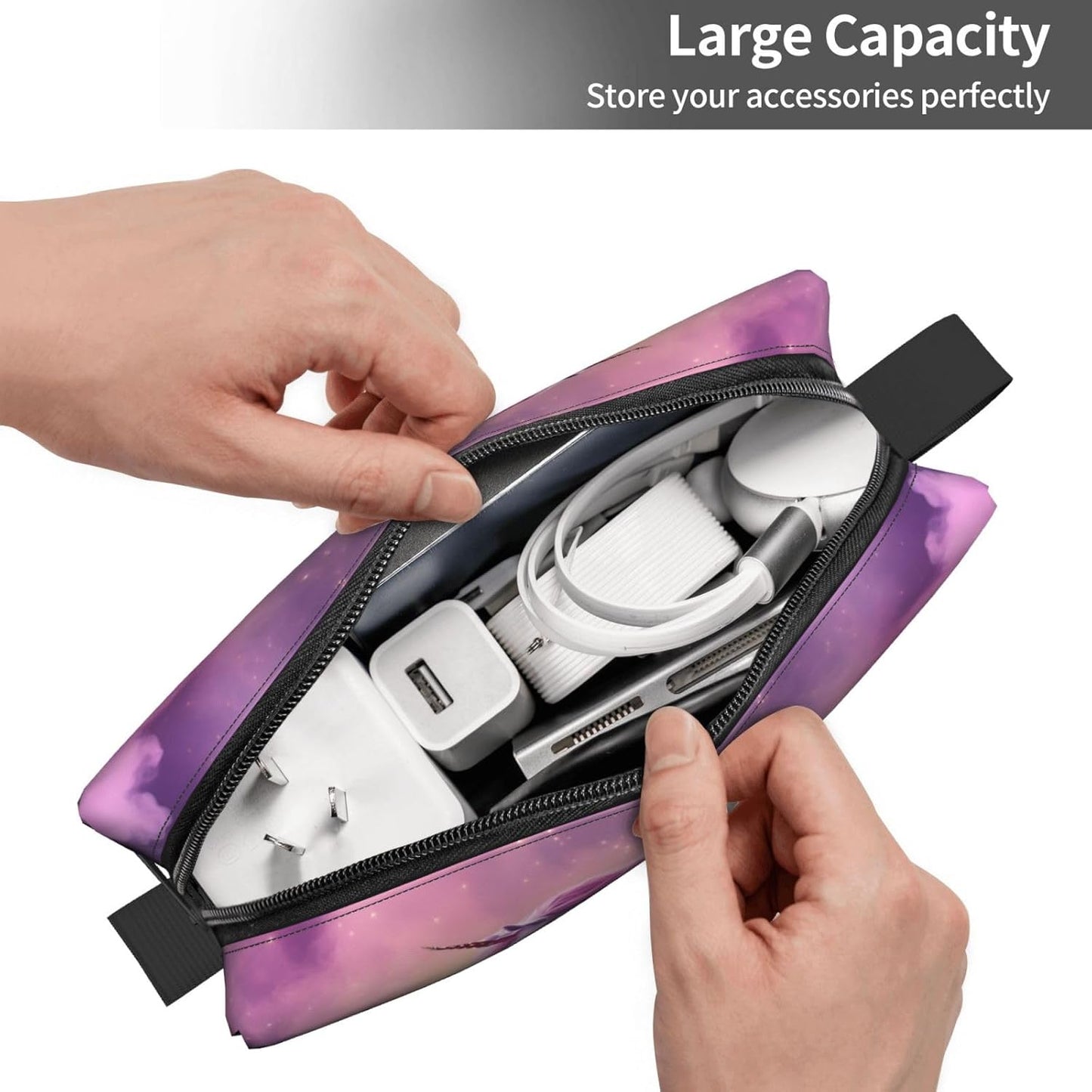 Pastel Unicorn Fantasy Makeup Bag Small Compact & Durable Travel Cosmetic Bag Organizer Oxford Fabric Impact-Resistant Multi-Purpose Storage Perfect for Travel, Gym, Daily Use