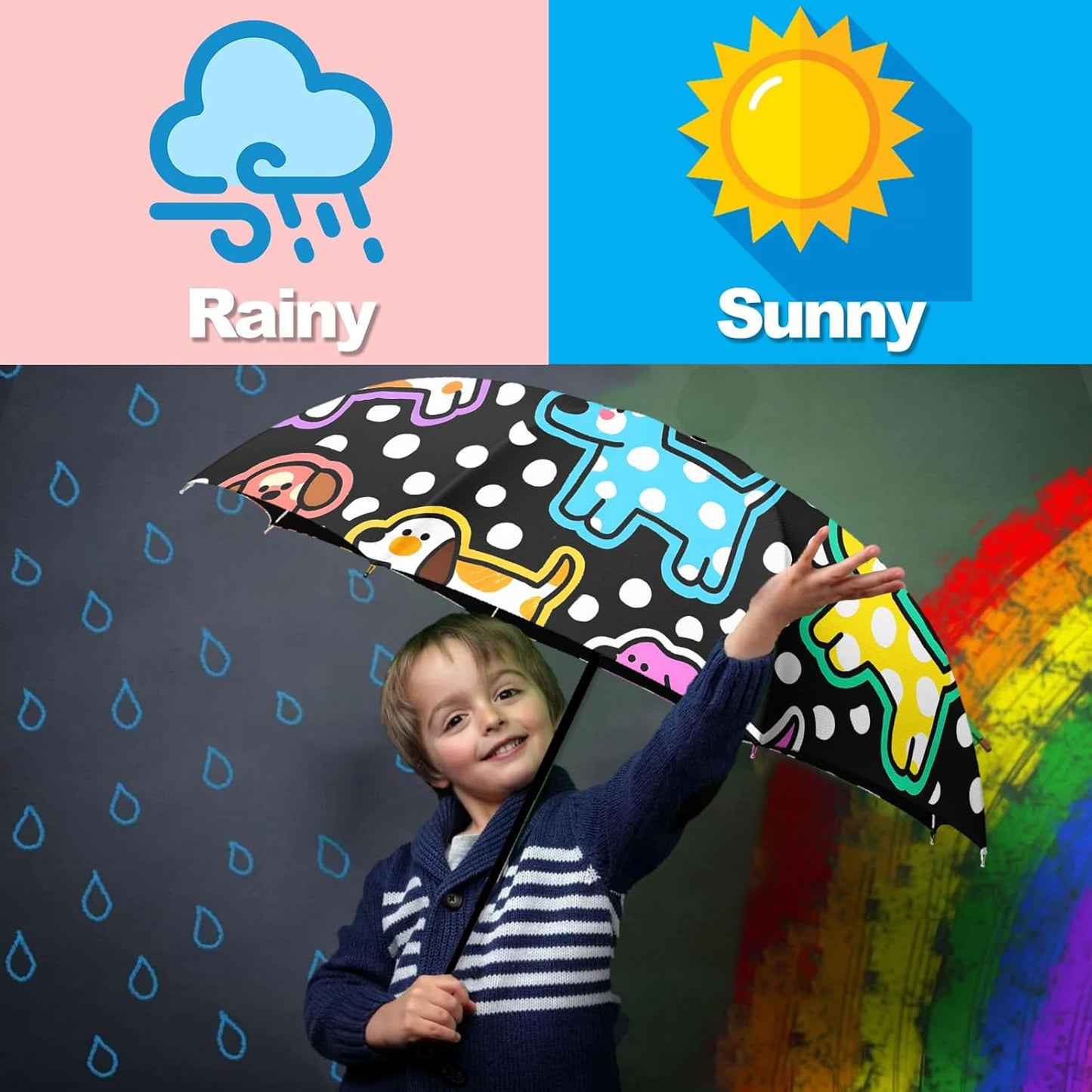 Small Travel Folding Umbrella for Girl, Portable, UV, SunShade, Compact, Automatic, Rain & Wind