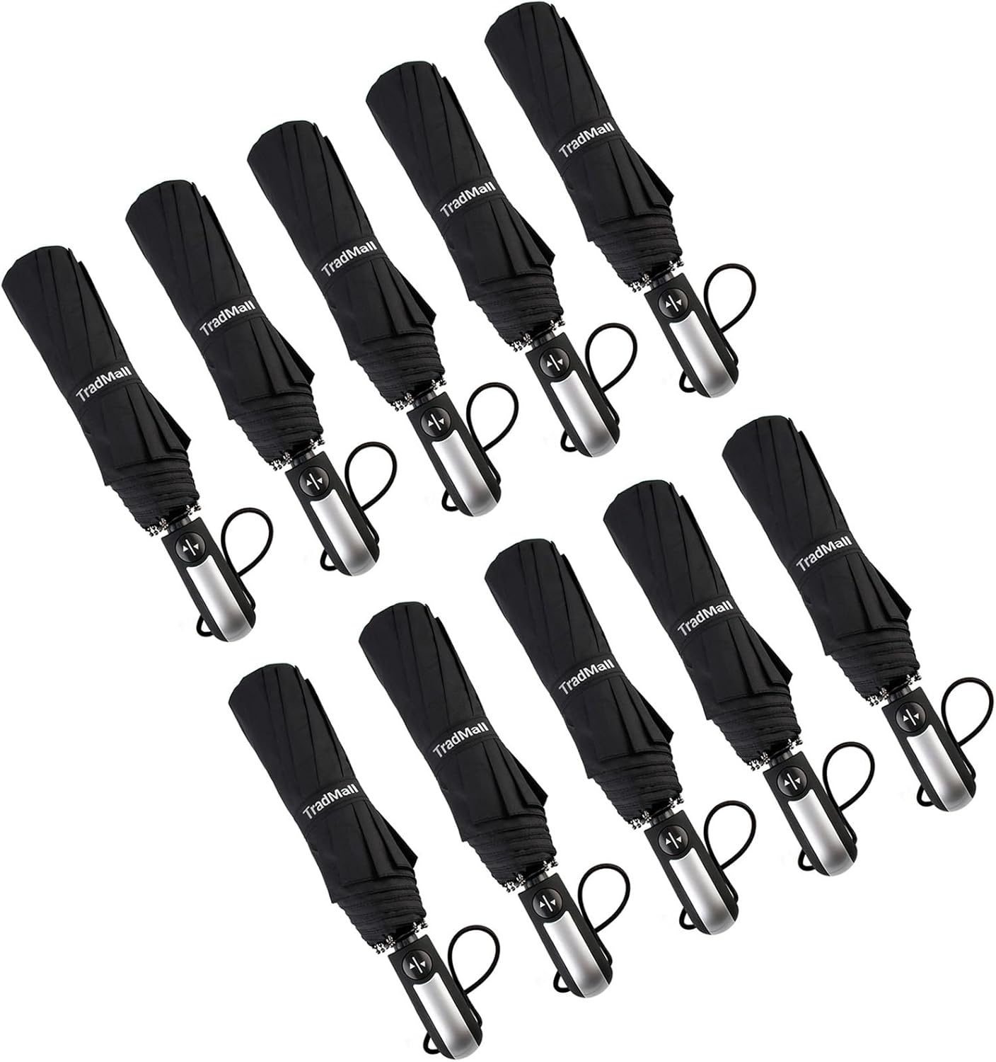 TradMall 10 Pack Bulk Umbrellas Travel Windproof Portable Compact Large Canopy Ergonomic Handle Auto Open & Close