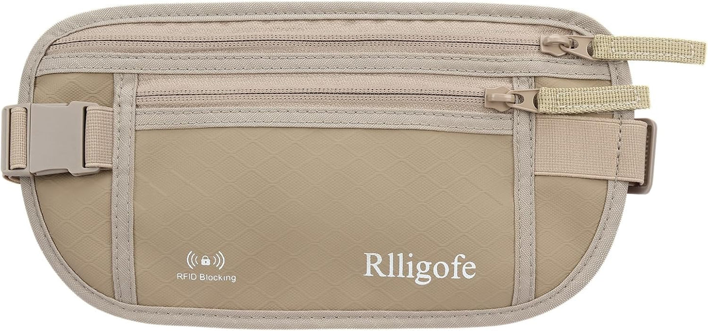 Money Belt for Travel Women and Men Hidden - Slim RFID Blocking Travel Wallet with Secure Anti-Theft Pouch, Passport Holder for Passport, Credit Cards, Cash Under Clothes