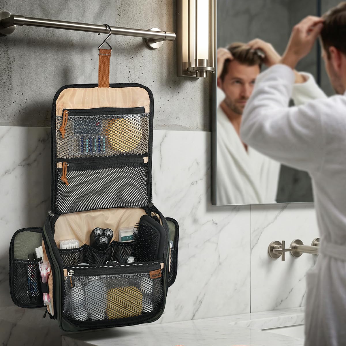 WELKINLAND 13-Pocket Hanging Toiletry Bag, Large Mens Toiletry Travel Bag
