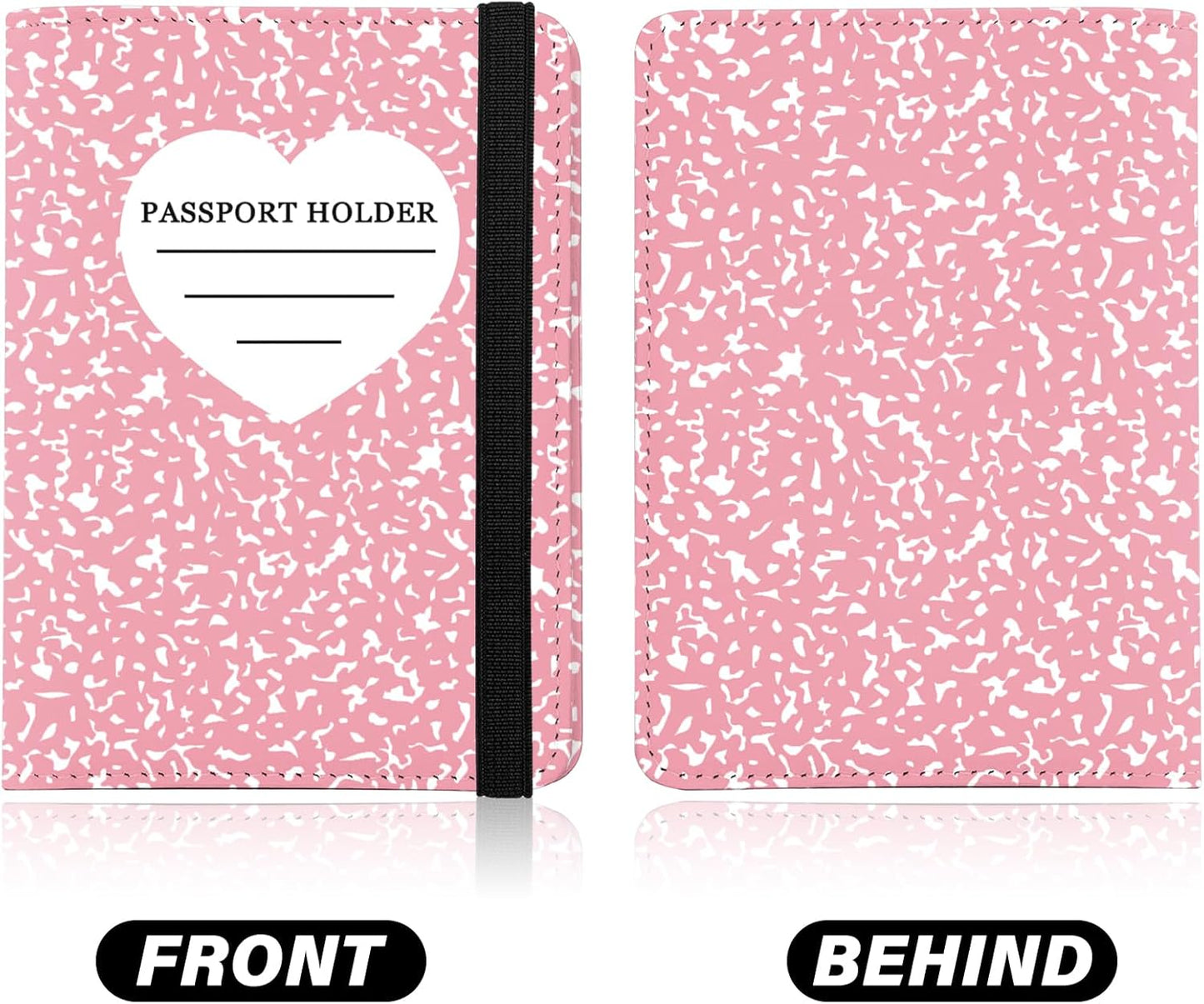 Cute Passport Holder and Holder Combo Passport Cover with Compatible Wallet Credit Card Protector RFID Blocking Women Men (Pink)