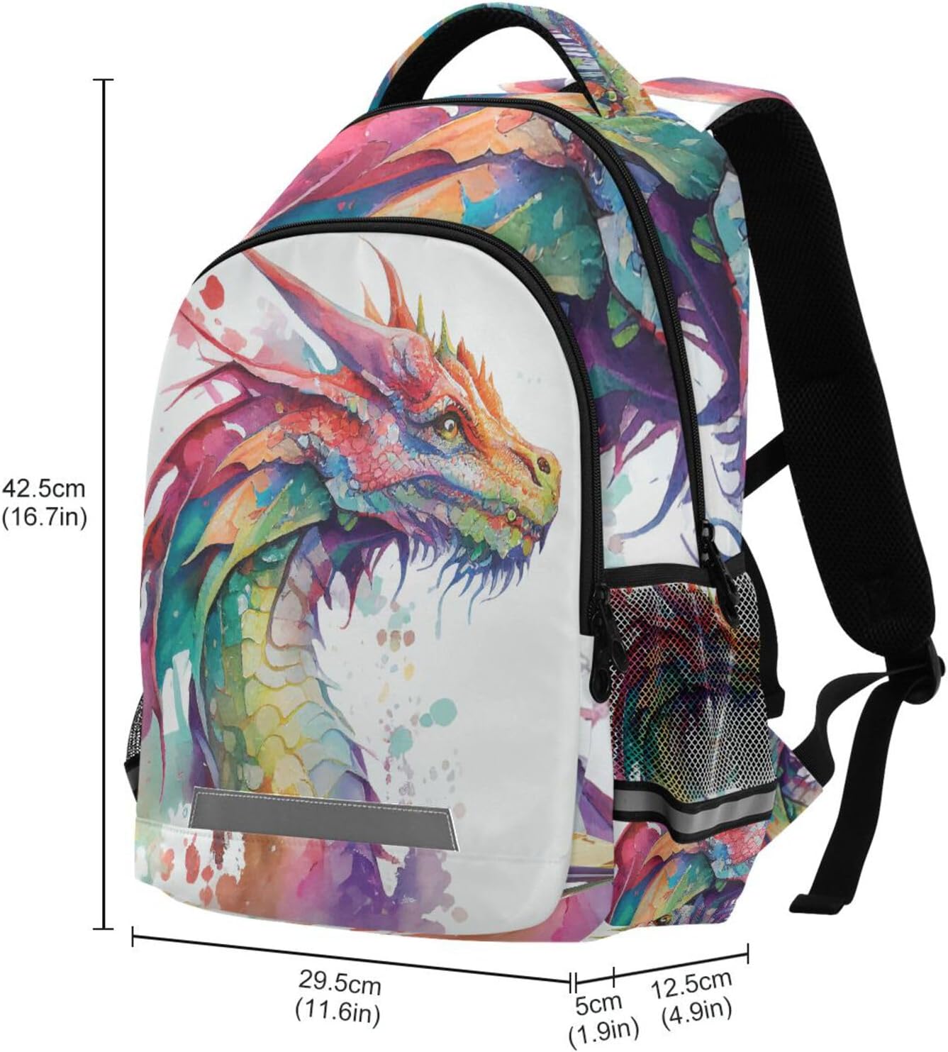 Watercolor Dragon Backpack for Boys Girls Elementary School Bag Kids Bookbag Travel Rucksack