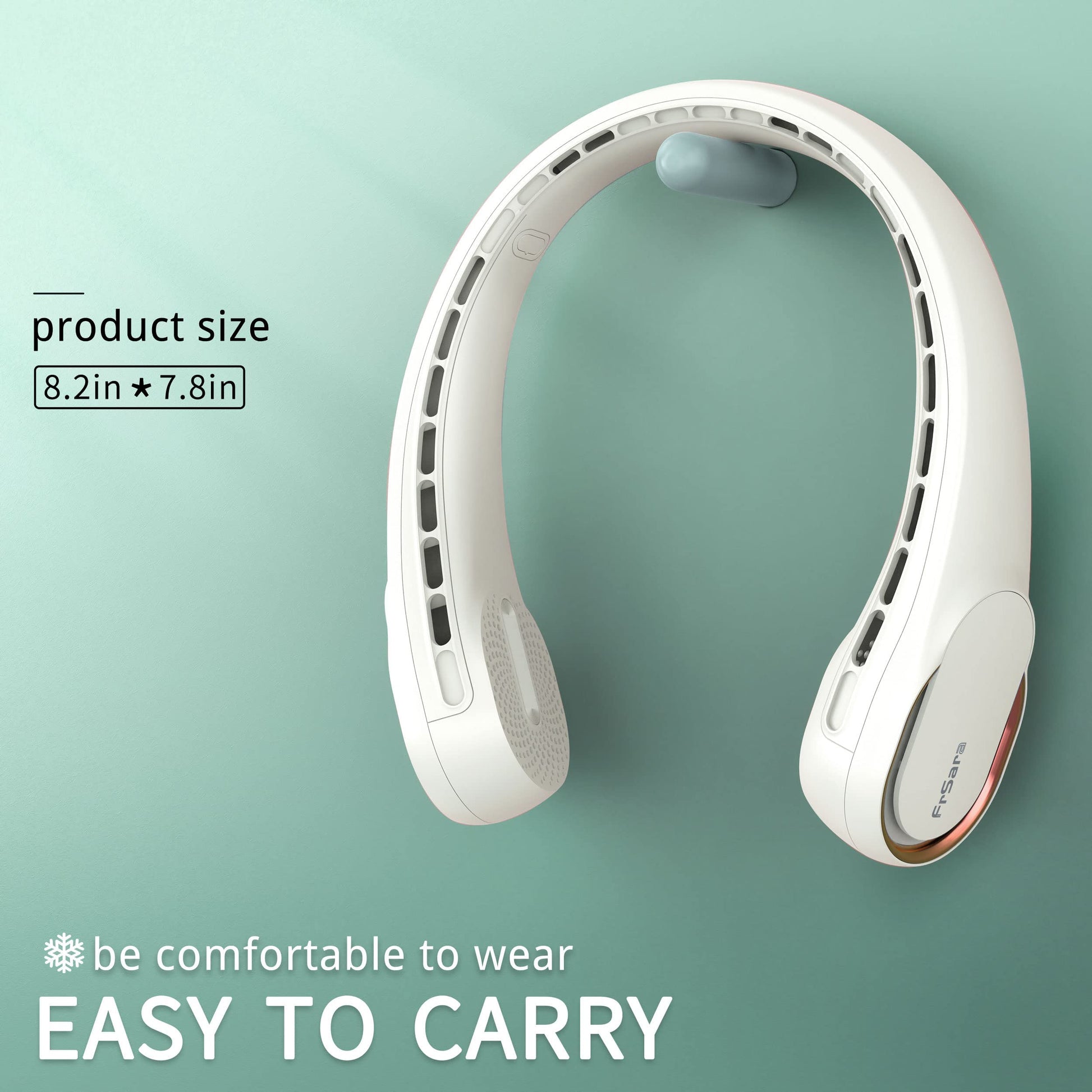 FrSara Neck Fan, Portable Personal Fan Strong Wind, 4000mAh, 360° Cooling