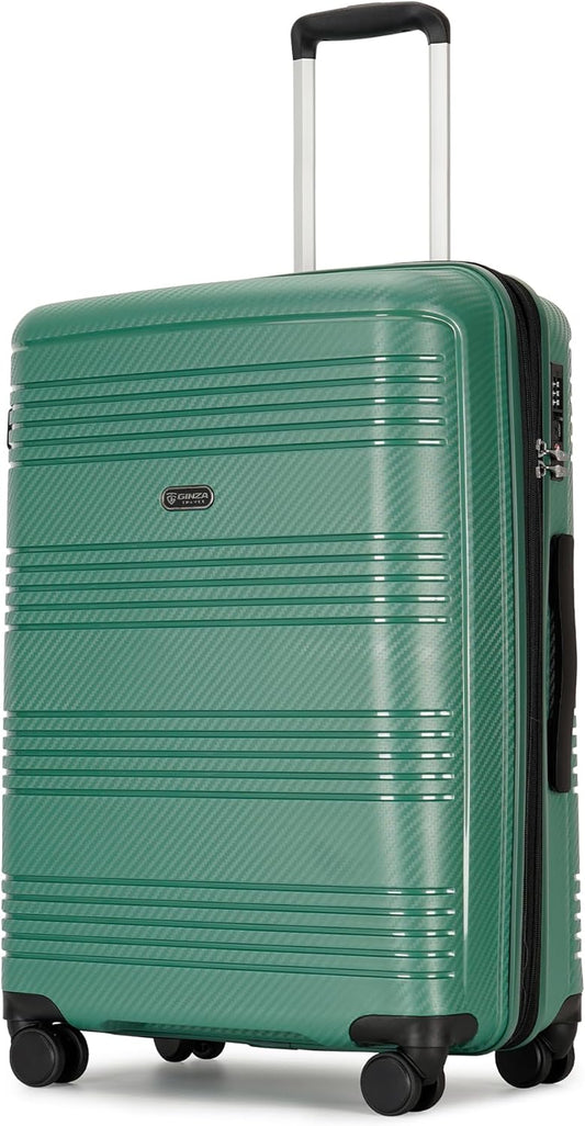 GinzaTravel 20 Inch Carry on Luggage 22x14x9 Airline Approved Hardside Suitcase with Spinner Wheels TSA Lock, 20-Inch, Green