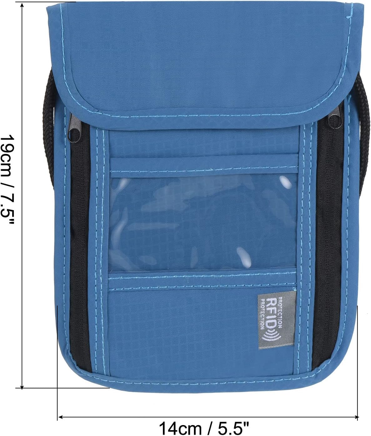 PATIKIL Neck Wallet, 2 Pack Passport Holder RFID Waterproof Travel Wallet Neck Pouch with Adjustable Strap for Women & Men, Dark Blue